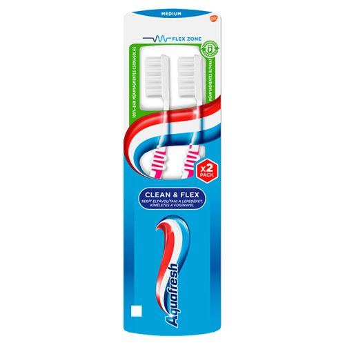 Aquafresh Clean&Flex fogkefe 2db közepesen erős sörtékkel