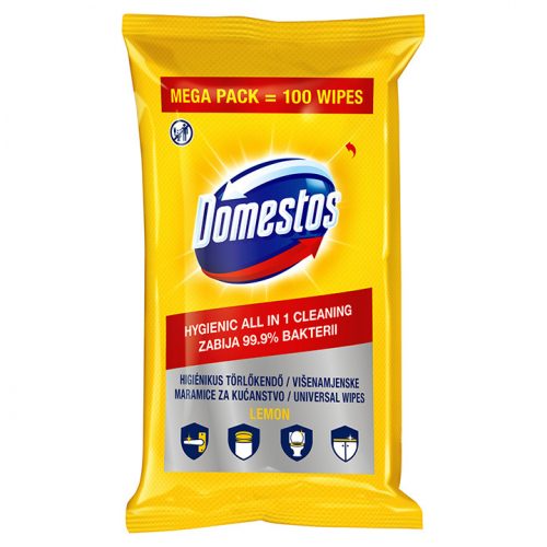 Domestos Fertőtlenítő Törlőkendő 100db Lemon